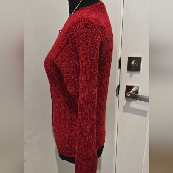 Vintage Eagles Eye Red Cable Knit Sweater - Picture 2 of 7